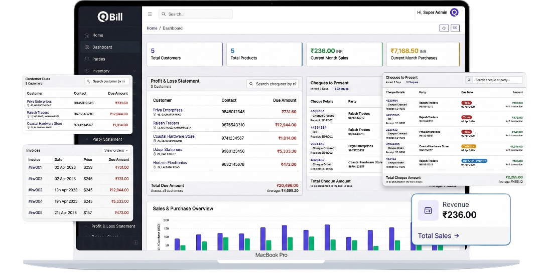 QBill ERP Global Tax Compliance Dashboard
